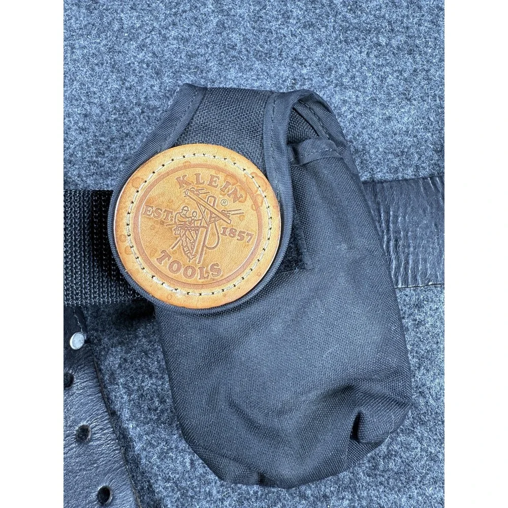 Klein‎ Tools Work Belt 36  Black Leather Nylon Utility Pouch Heavy Duty Workwear